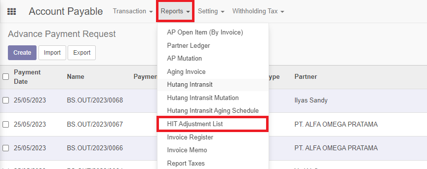 Navigasi HIT List Adjustment Report